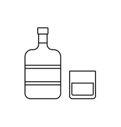 Bottle And Glass Of Whiskey Outline Icons