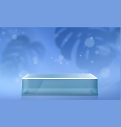 Glass Rectangle Product Podium On Blue Background