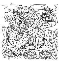 Year Of The Dragon Holding Small Pagoda Coloring