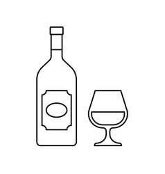 Bottle And Glass Of Brandy Outline Icons