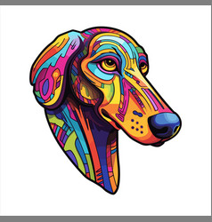 Greyhound Dog Breed Colorful Cartoon Kawaii