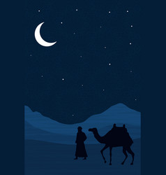 Arab With Camel At Night