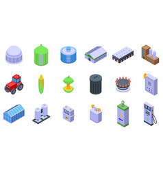 Biogas Icons Set Isometric Biomass Energy