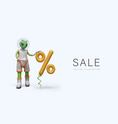 Cosmic Sale Galactic Discounts Green Alien