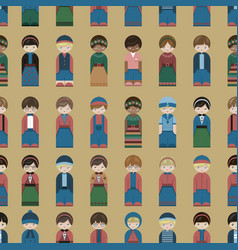 Seamless Pattern Peg Doll Cartoon People