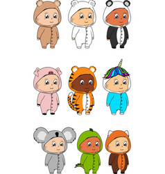 Standing Baby Kid Cartoon With Animal Pijama