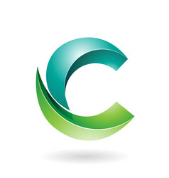 Green Shiny Melon Slice Shaped Letter C Icon