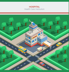 Isometric City Constructor With Hospital Building