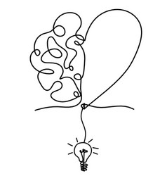 Man Silhouette Brain With Light Bulb As Line