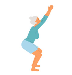 Senior Woman Doing Yoga Old Makes Morning