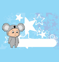 Standing Baby Kid Cartoon With Koala Pijama