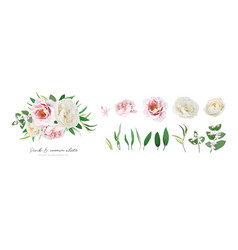 Flower Leaves Bouquet Set Watercolor Pink