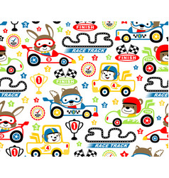 Seamless Pattern Of Car Racing Elements Cartoon