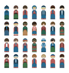 Set Of Peg Doll Cartoon People