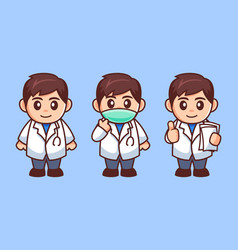 Male Doctor Wear Medical Mask Cartoon Character