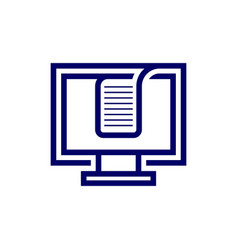 Monitor Computer With Paper Document Icon Design