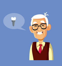 Elderly Patient With New Dental Implant Smiling