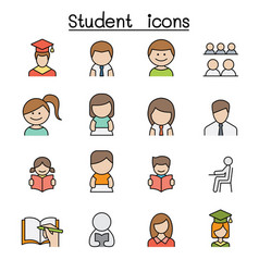 Student And Education Color Line Icon Set