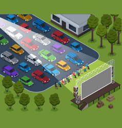 Isometric Cinema Outdoor Composition