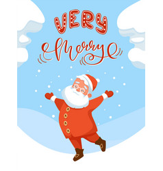 Laughing Santa Claus On Winter Landscape Post Card