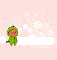 Standing Baby Kid Cartoon With Crocodile Pijama