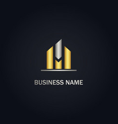 Building Abstract M Initial Gold Logo