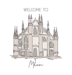 One Single Line Drawing Duomo Di Milano Landmark