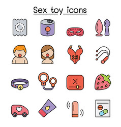 Sex Toy Color Line Icon Set