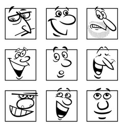 Characters faces cartoon set Royalty Free Vector Image