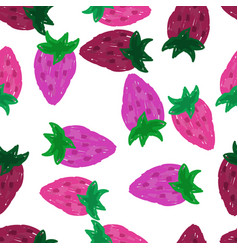 Freehand Strawberries Seamless Pattern Doodle