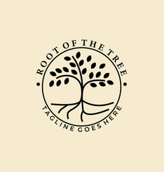 Oak Tree Line Art Nature Logo Design