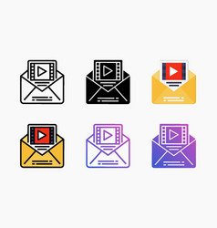 Video Mail Icon Set With Different Styles