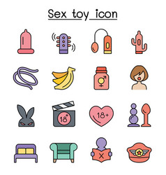 Sex Toy Color Line Icon Set