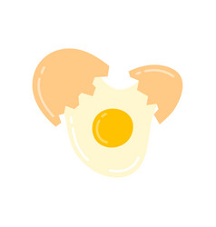 Cartoon Color Broken Raw Chicken Egg With Yolk