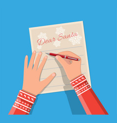 Child Hand Pen Writing Letter To Santa Claus