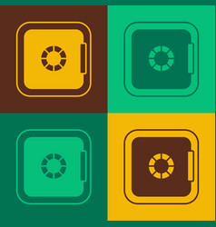 Pop Art Safe Icon Isolated On Color Background