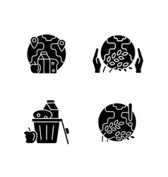 World Hunger Issues Black Glyph Icons Set