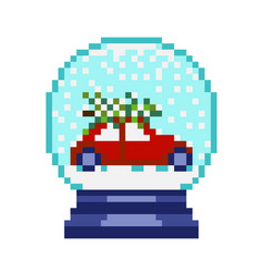 8 Bit Glass Ball With Car And Christmas Tree