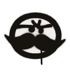 Graffiti Emoji With A Mustache In Black