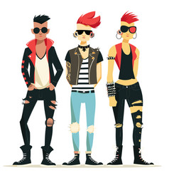 Three Young Punk Rock Characters Standing