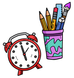 Alarm Clock Pencil Case Cartoon Colored Clipart