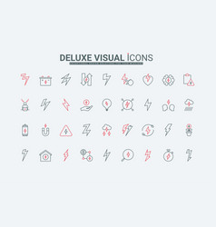 Line Icons Set With Lightning Bolt Electric