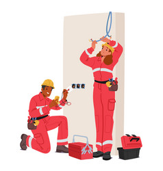 Electrician Characters Repairing And Installing