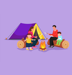 Graphic Flat Design Drawing Of Happy Family Sit