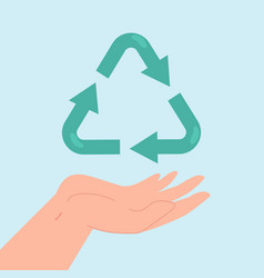 Hand Holding Triangle Green Recycle Sign