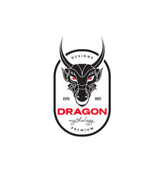 Head Dragon Angry Badge Vintage Logo