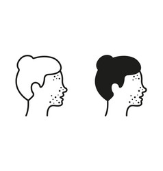 Woman With Blackhead Acne Rash Pictogram Girl