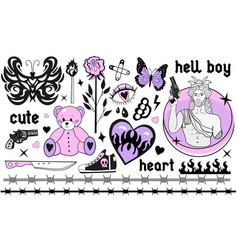 Y2k 2000s Cute Emo Goth Aesthetic Stickers Tattoo