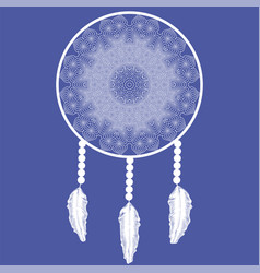 Dream Catcher Silhouette With Feathers Isolated