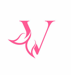 Flower Beautiful Beauty Logo Letter V